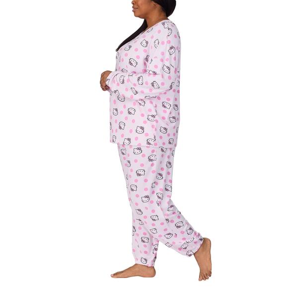 NWT Hello Kitty Women's 2-PC Printed Long Sleeve Soft Jersey Pajama Lounge Set - Picture 7 of 11